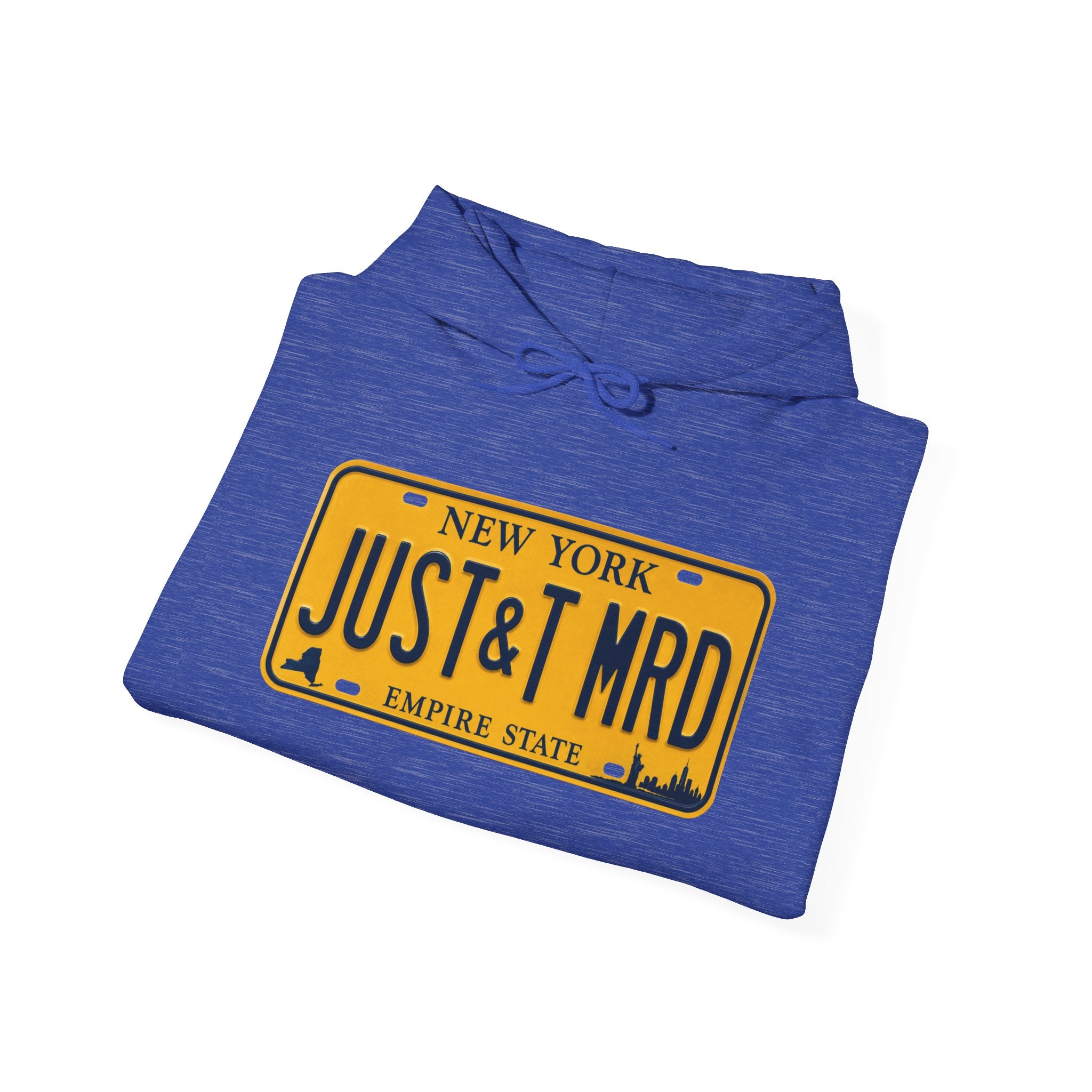 Hoodie — New York License Plate "JUST & MRD" Graphic