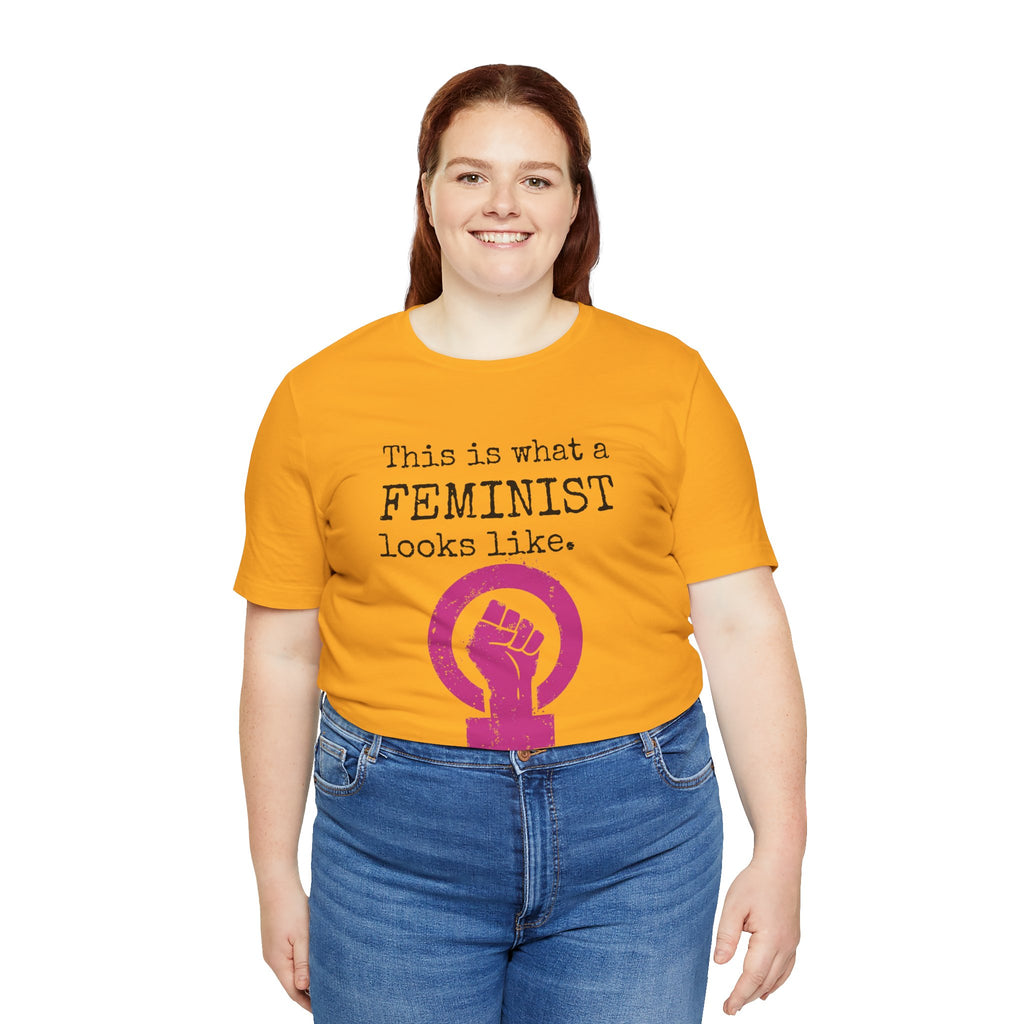 Feminist T‑Shirt — “This Is What a FEMINIST Looks Like” Pink Symbol Tee