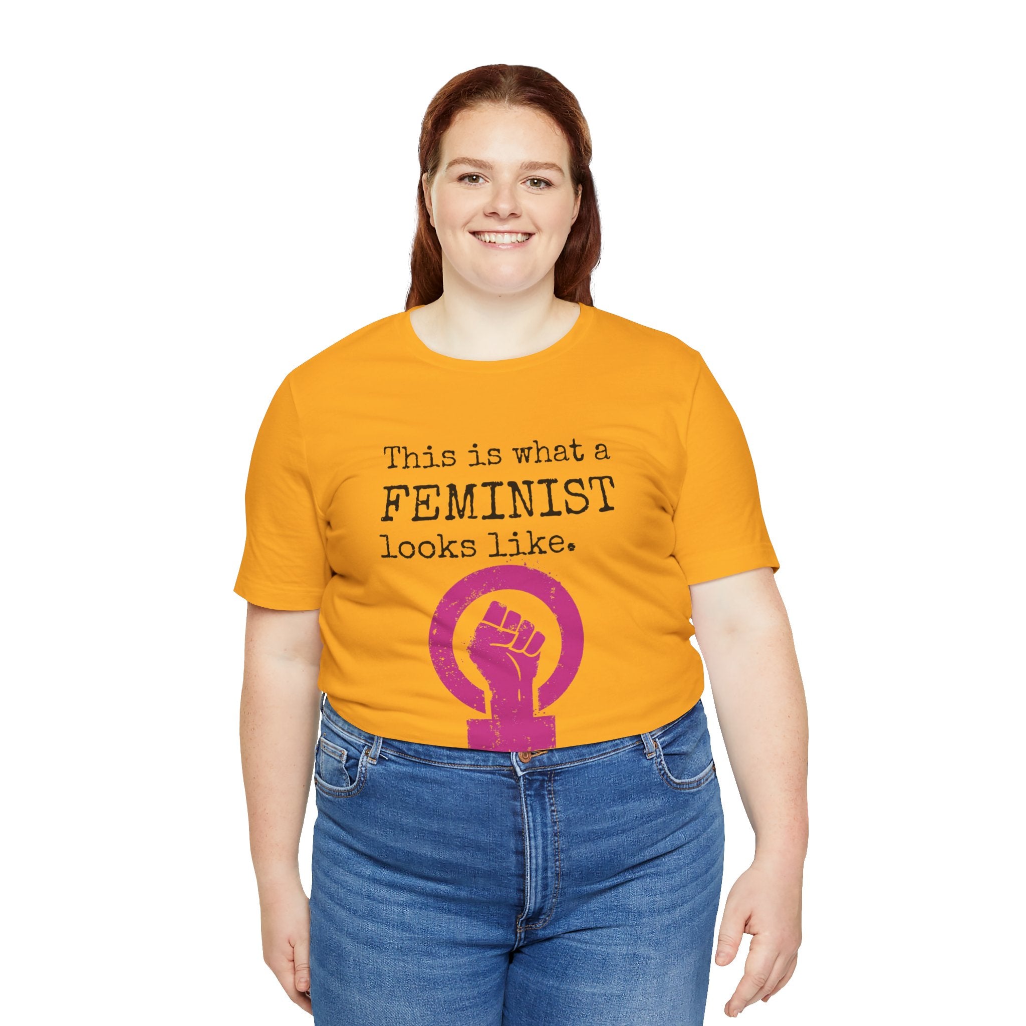 Feminist T‑Shirt — “This Is What a FEMINIST Looks Like” Pink Symbol Tee