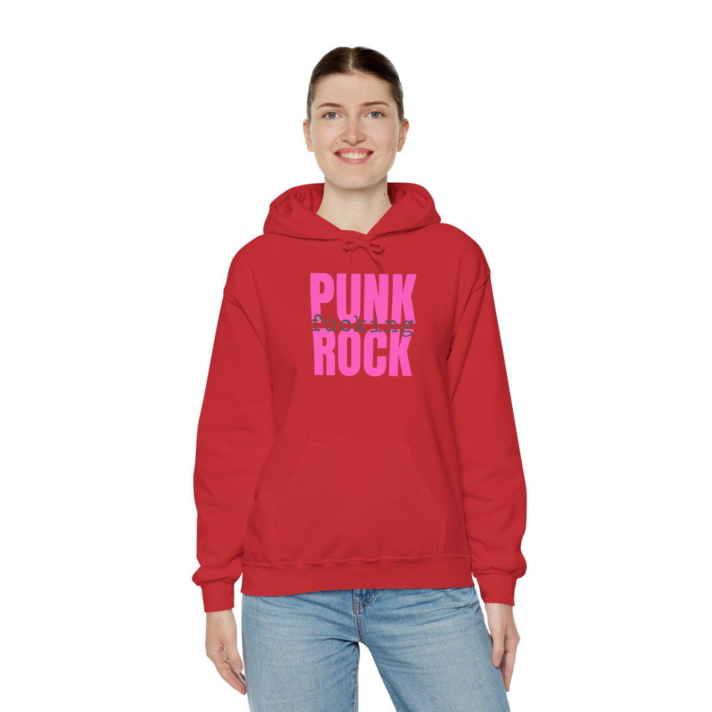 Pink Rock Hoodie — Bold Pink 'PUNK ROCK' Graphic Sweatshirt