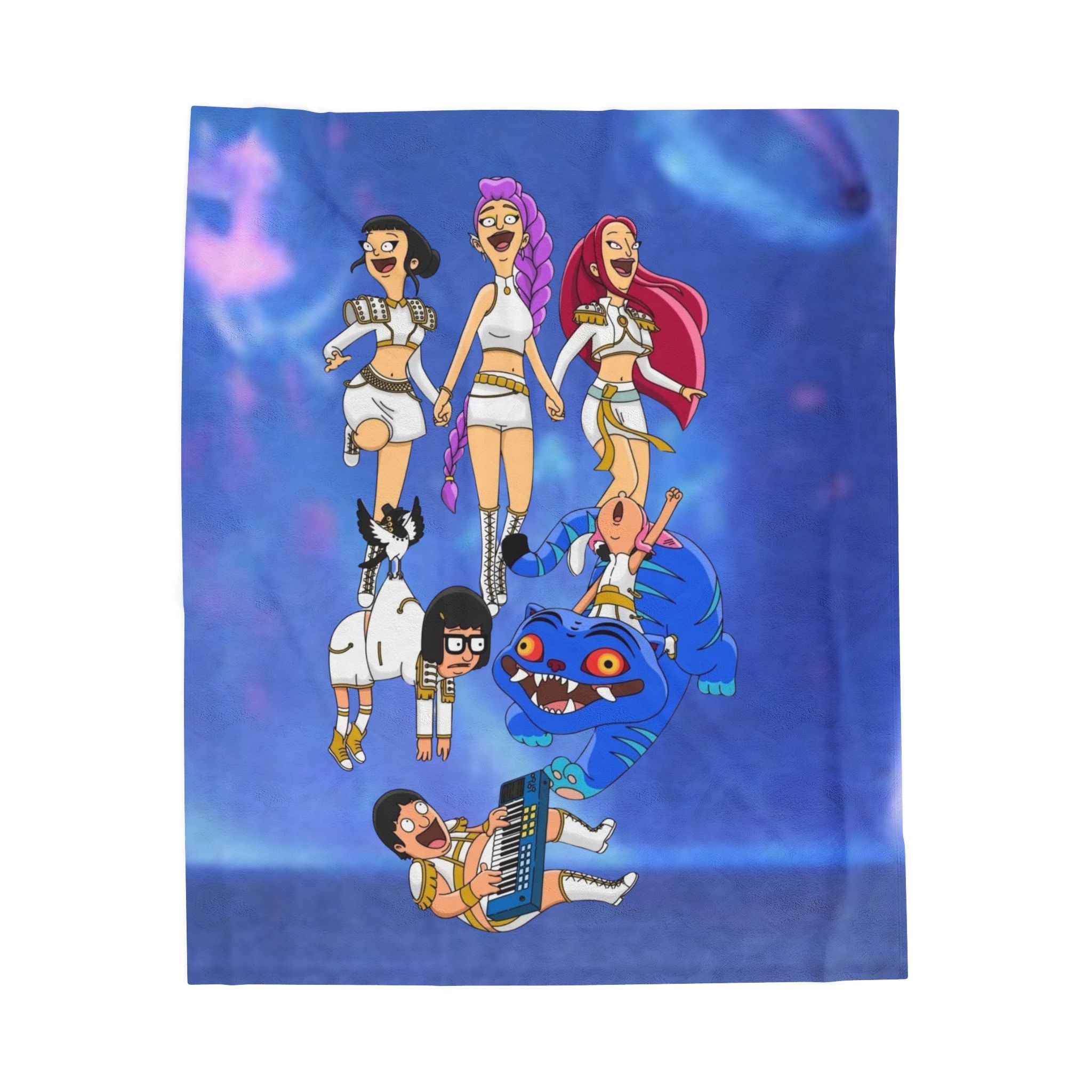 K-pop Demon Hunters x Bob's Burgers Mashup Velveteen Plush Blanket