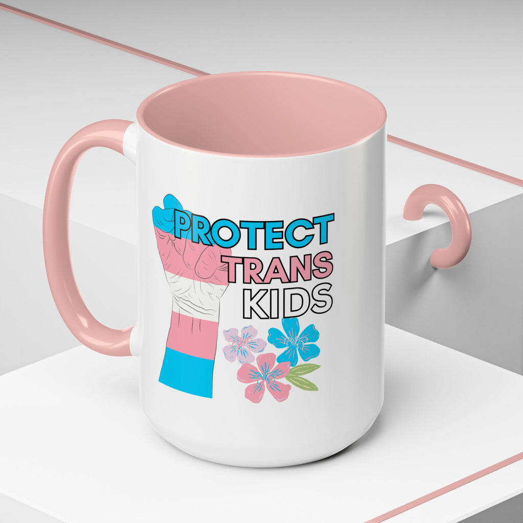 Protect Trans Kids Mug, LGBTQ pride ceramic cup, Support gender diverse children, Hot Chocolate tea coffee mug
