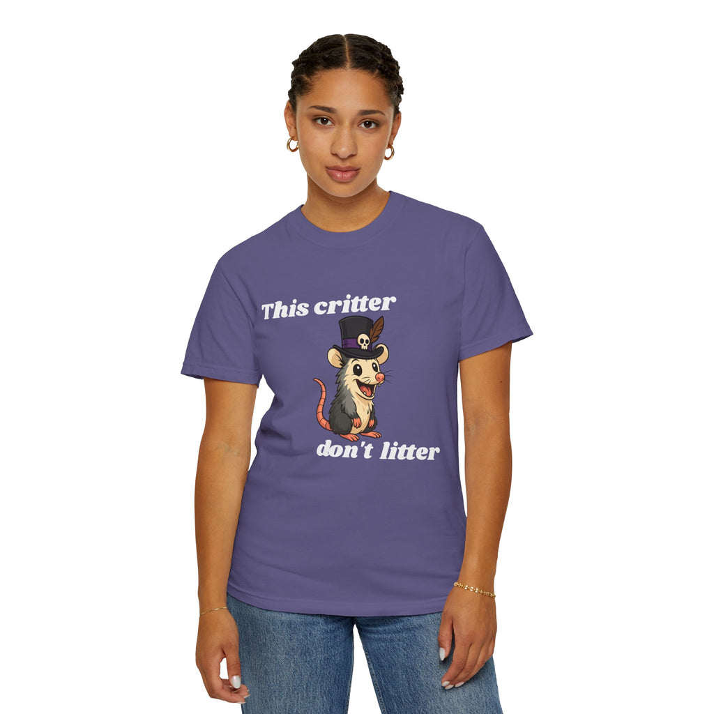 T-Shirt — 'This Critter Don't Litter' Possum Cute Eco Awareness Tee