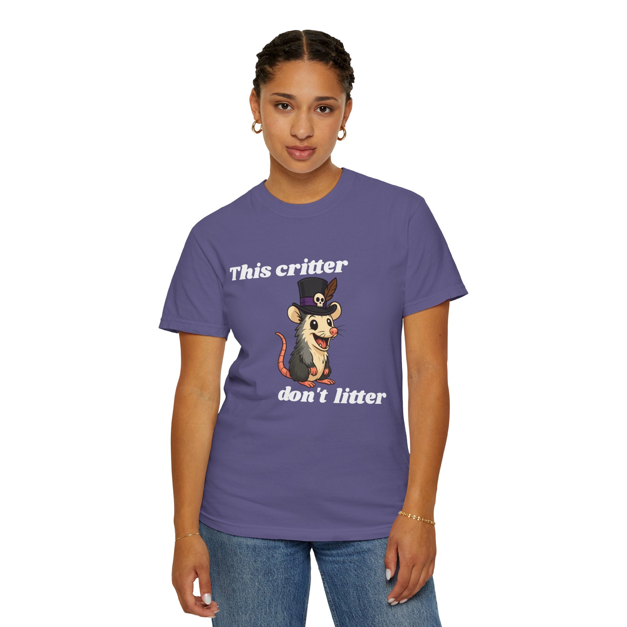 T-Shirt — 'This Critter Don't Litter' Possum Cute Eco Awareness Tee