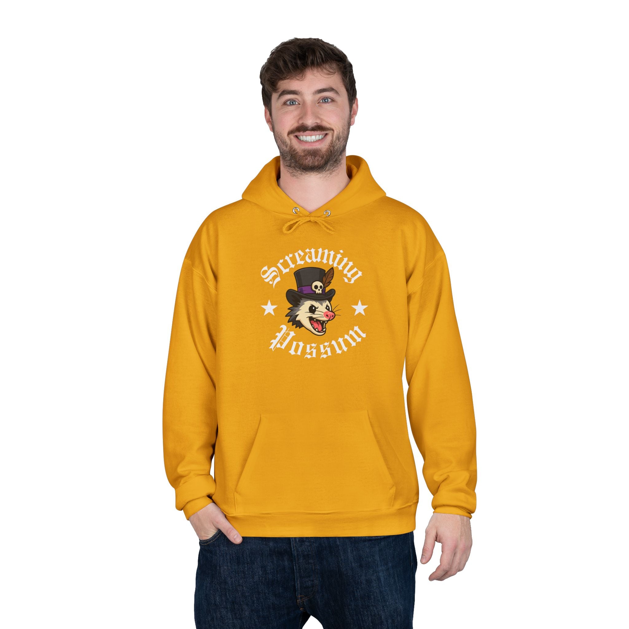 Screaming Possum Hoodie — Vintage Tattoo Possum Graphic Pullover