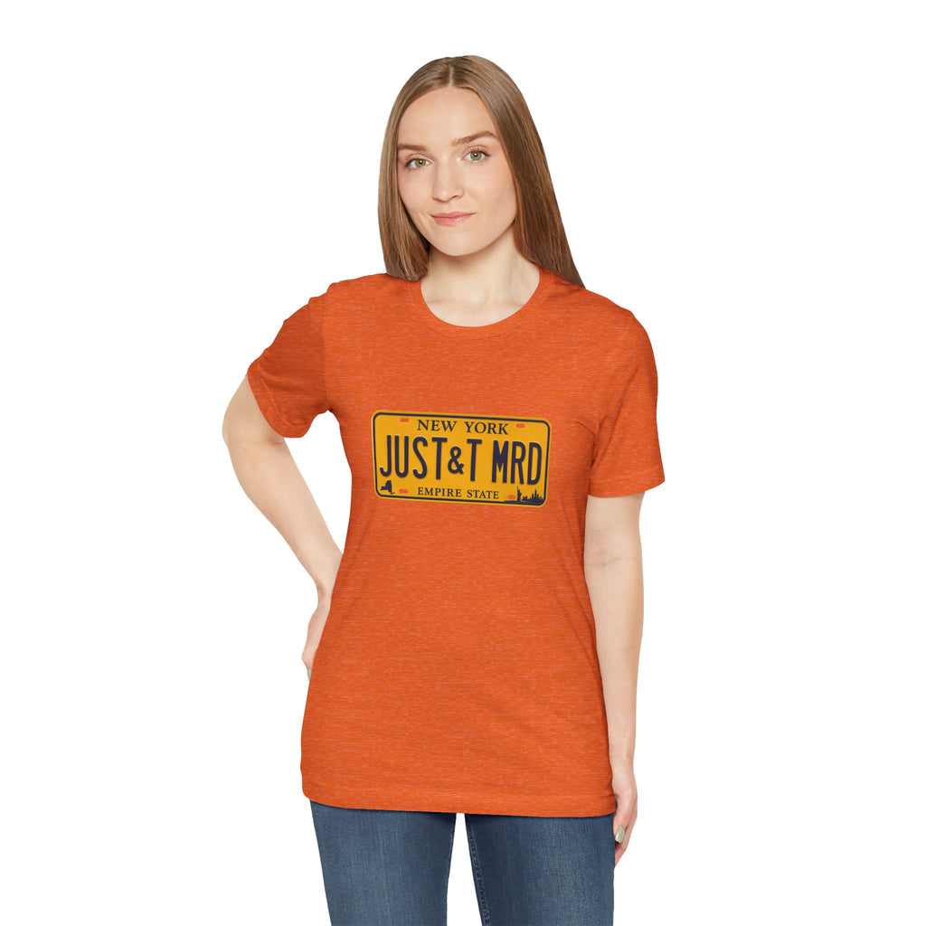 New York 'JUST&T MRD' License Plate T-Shirt — Vintage Empire State Graphic Tee