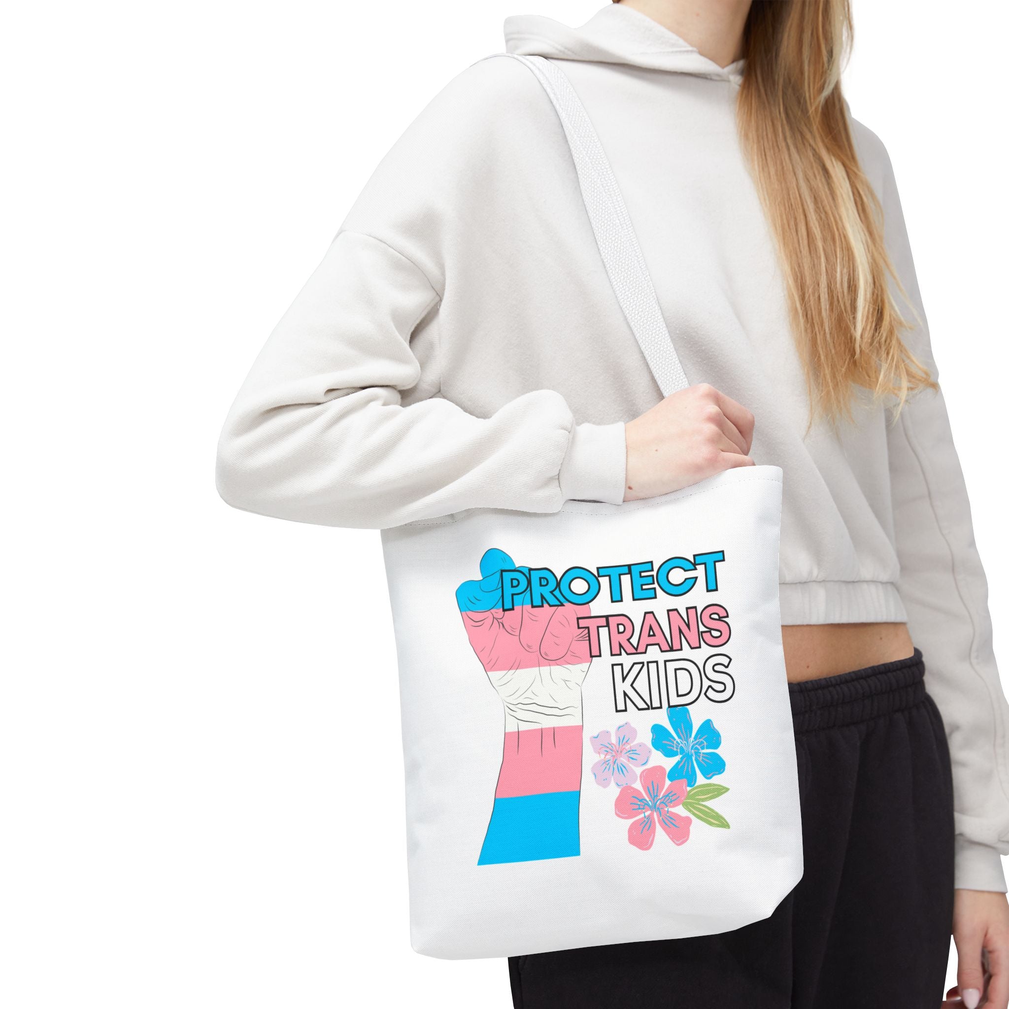 Protect Trans Kids Ally Tote Bag, LGBTQ Activist Market Bag, Support Gender Equality, Pride Flag Shoulder Bag, Social Justice Gift