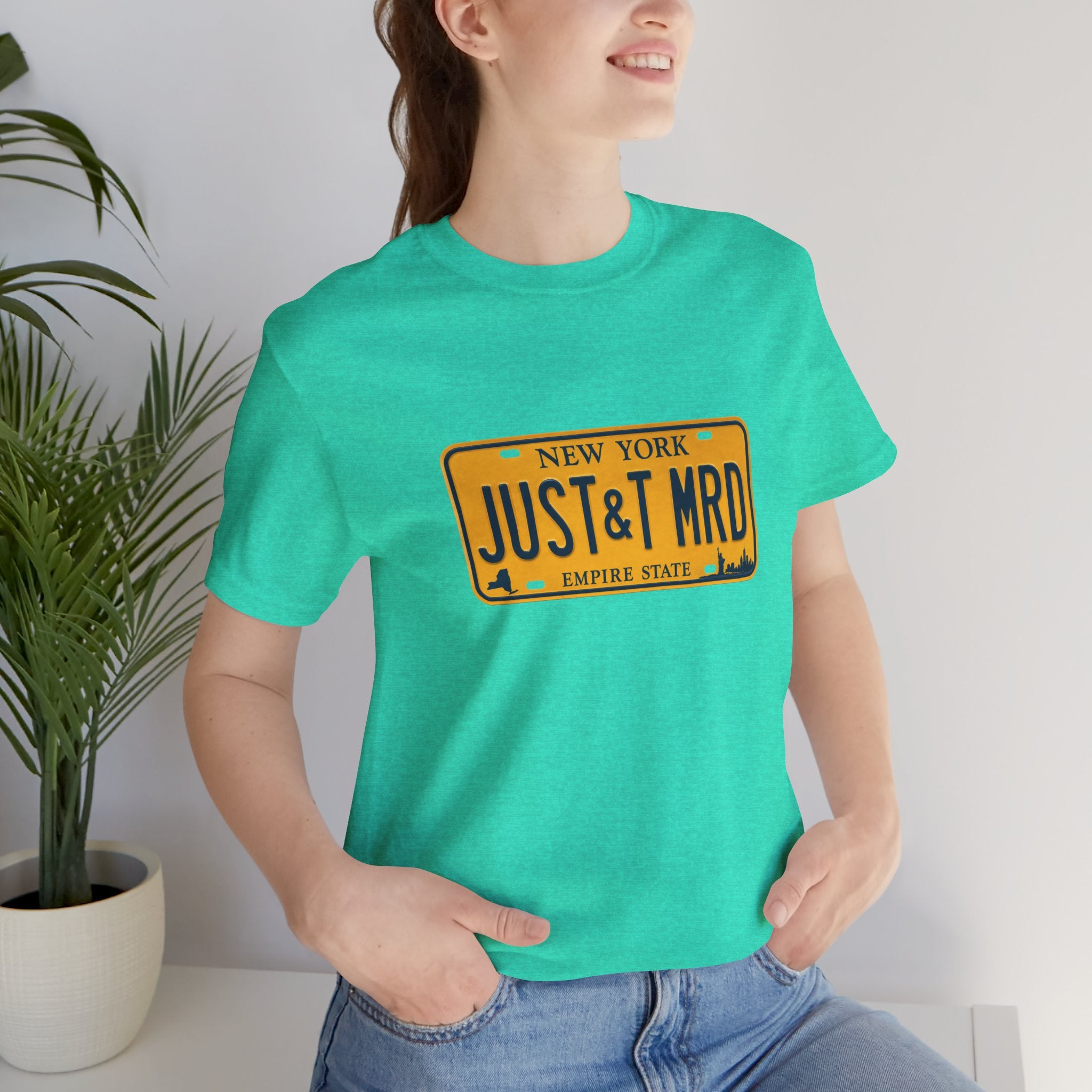 New York 'JUST&T MRD' License Plate T-Shirt — Vintage Empire State Graphic Tee