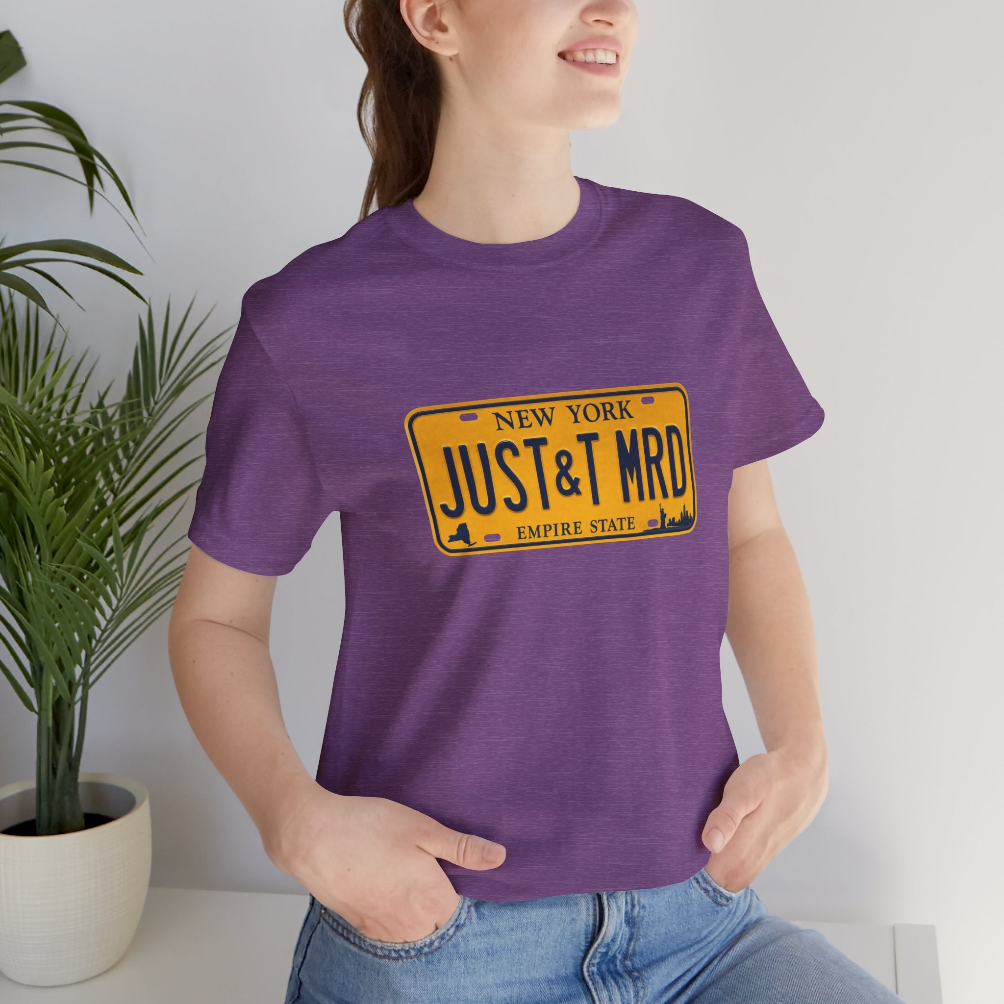 New York 'JUST&T MRD' License Plate T-Shirt — Vintage Empire State Graphic Tee