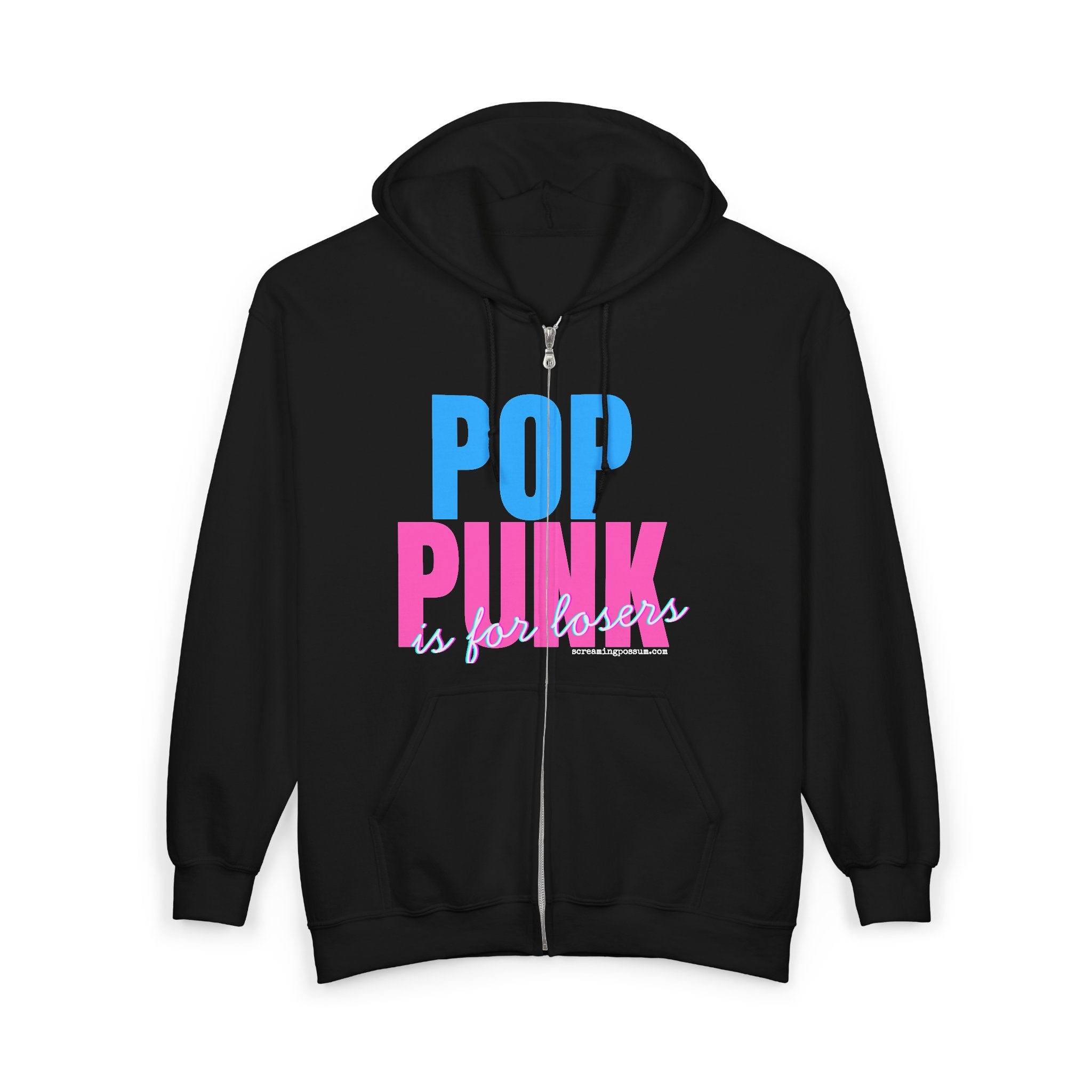 Pop Punk Is Forever Zip-Up Hoodie — Retro Band Music Fan Sweatshirt