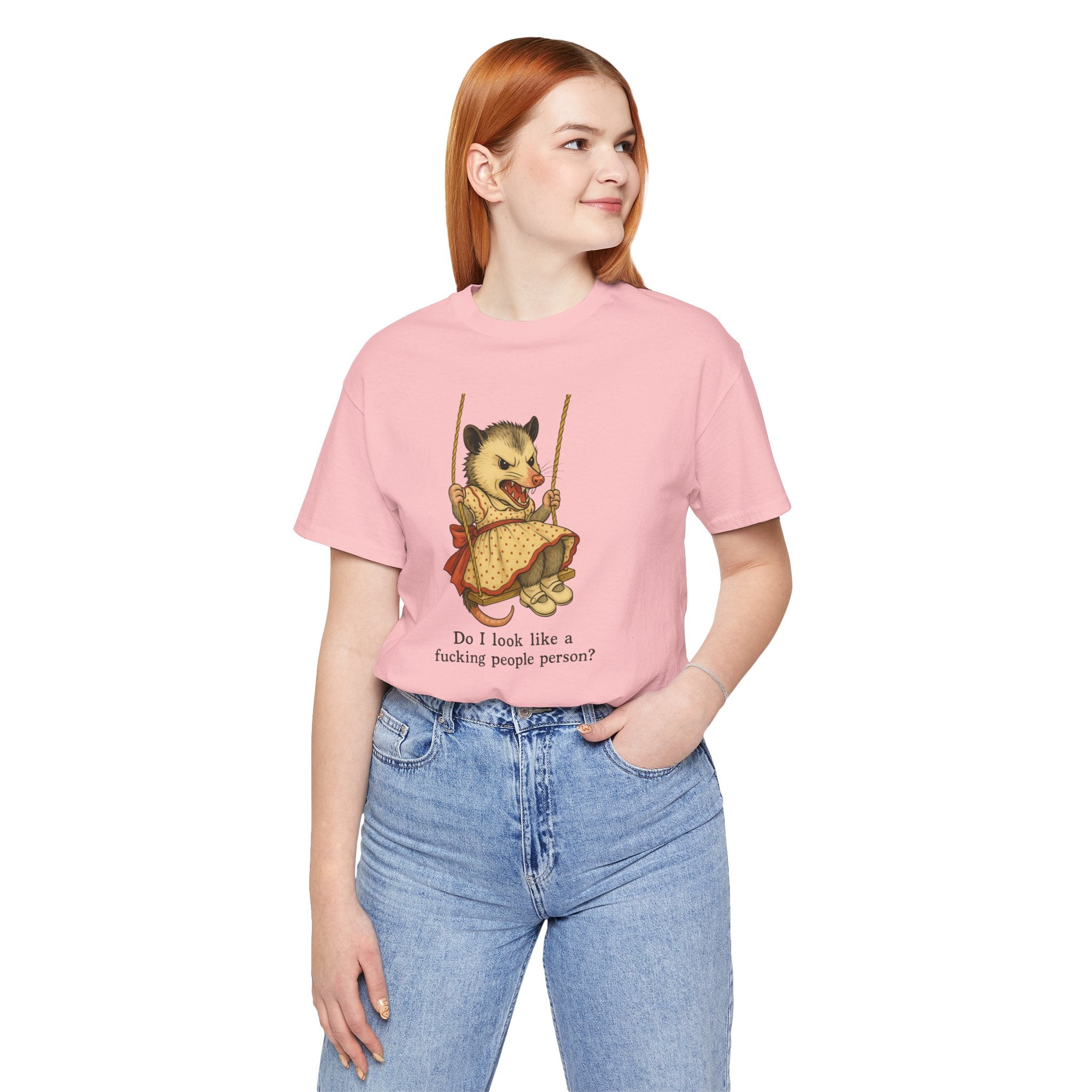 Graphic Tee — Vintage style Possum on Swing with "Do I look like a fucking people person?"