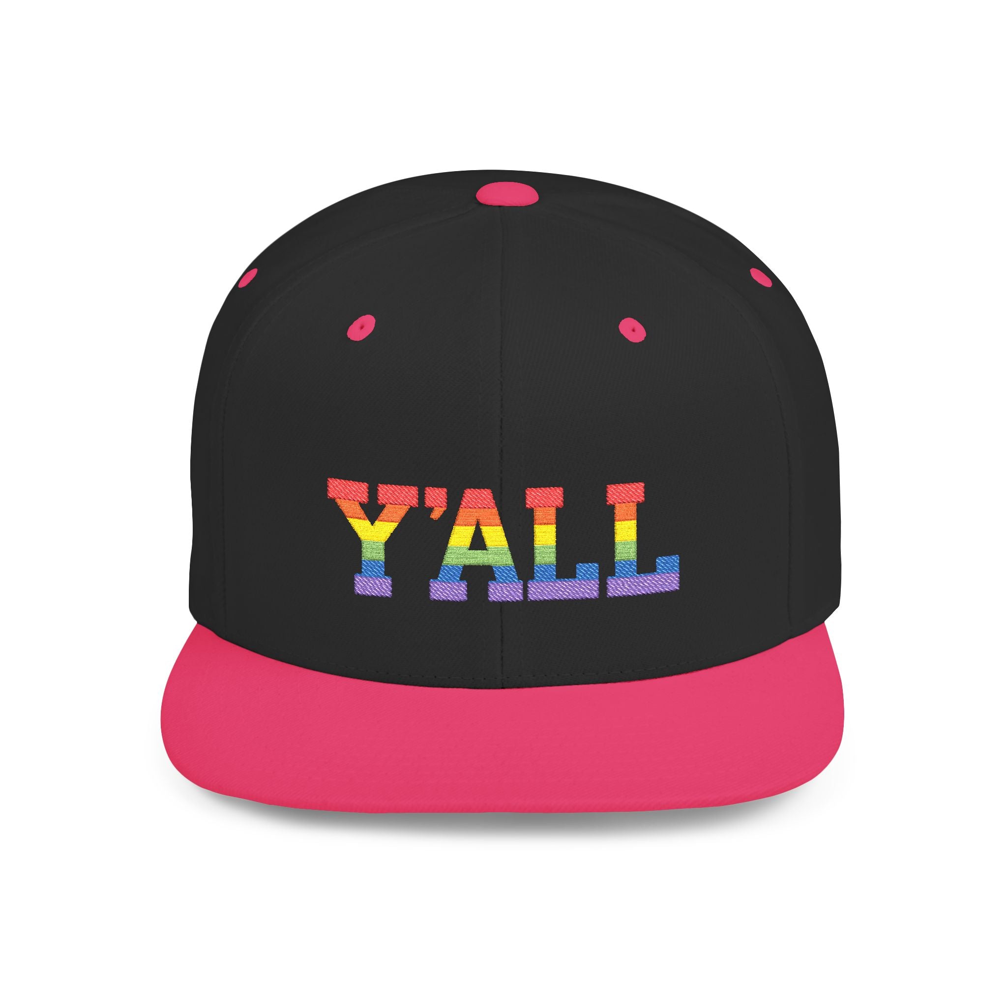 Rainbow "Y'ALL" Pride Flat Bill Snapback Hat