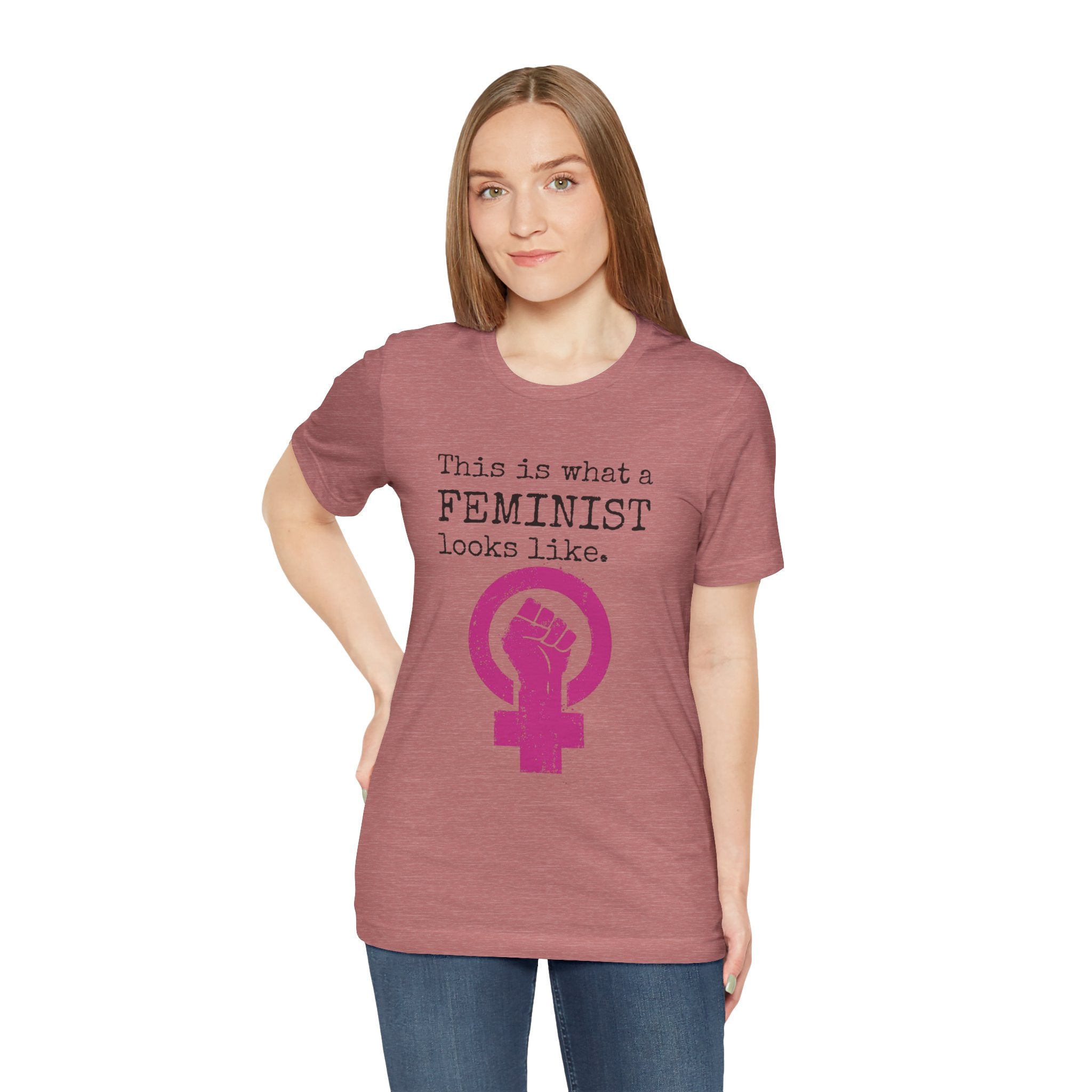 Feminist T‑Shirt — “This Is What a FEMINIST Looks Like” Pink Symbol Tee