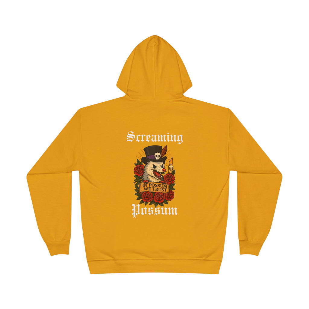 Screaming Possum Hoodie — Vintage Tattoo Possum Graphic Pullover