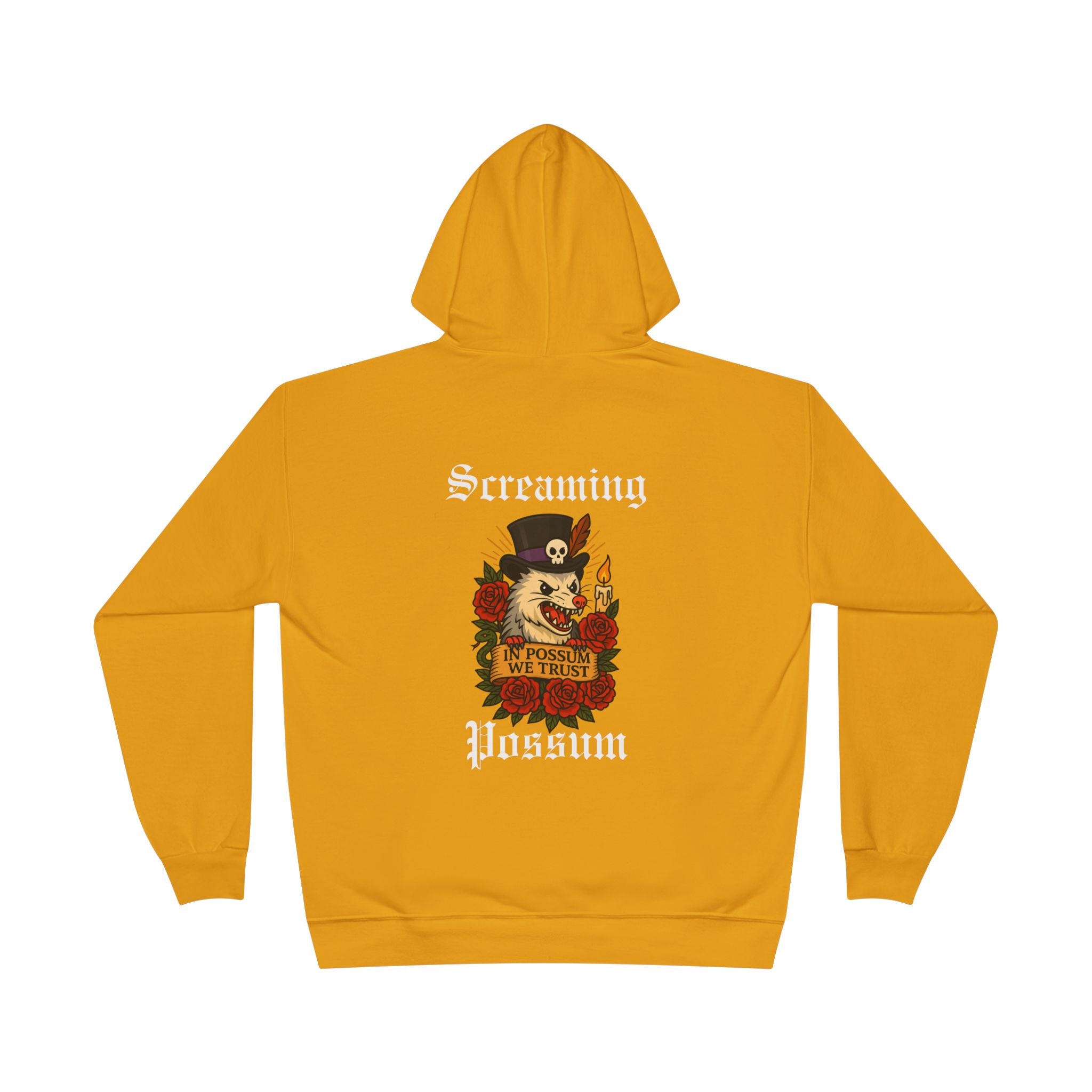 Screaming Possum Hoodie — Vintage Tattoo Possum Graphic Pullover
