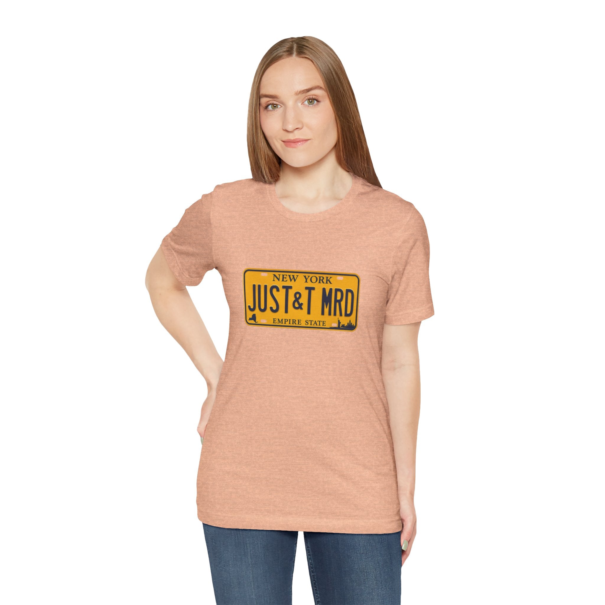 New York 'JUST&T MRD' License Plate T-Shirt — Vintage Empire State Graphic Tee