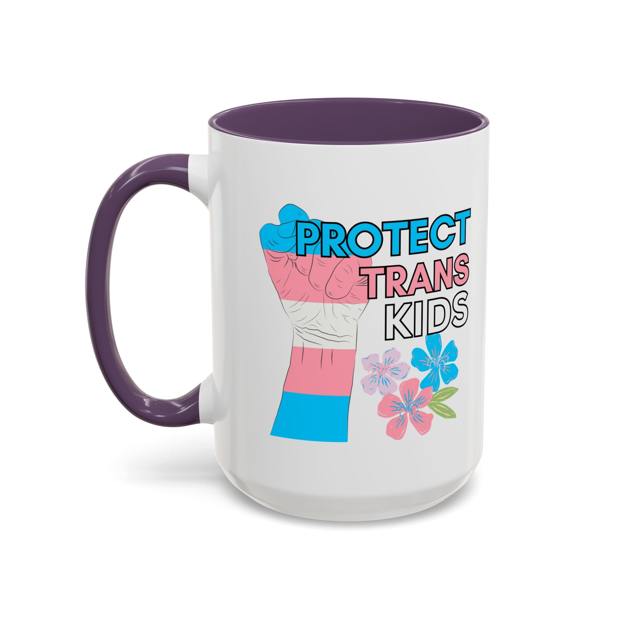 Protect Trans Kids Mug, LGBTQ pride ceramic cup, Support gender diverse children, Hot Chocolate tea coffee mug