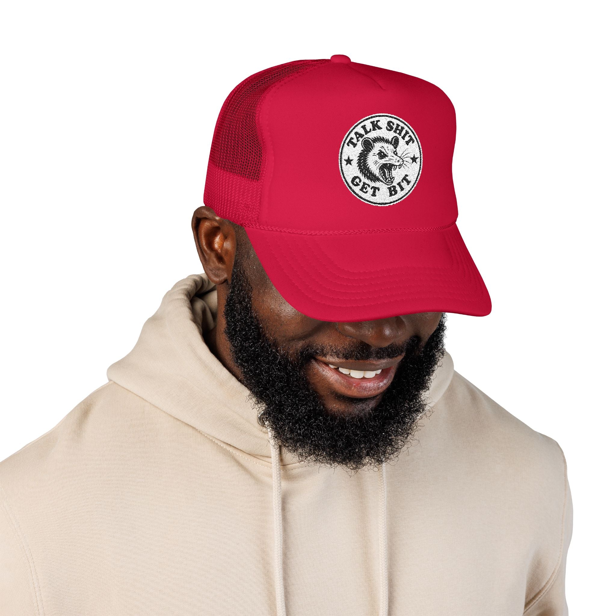 Talk Shit Get Bit Embroidered Patch Trucker Hat