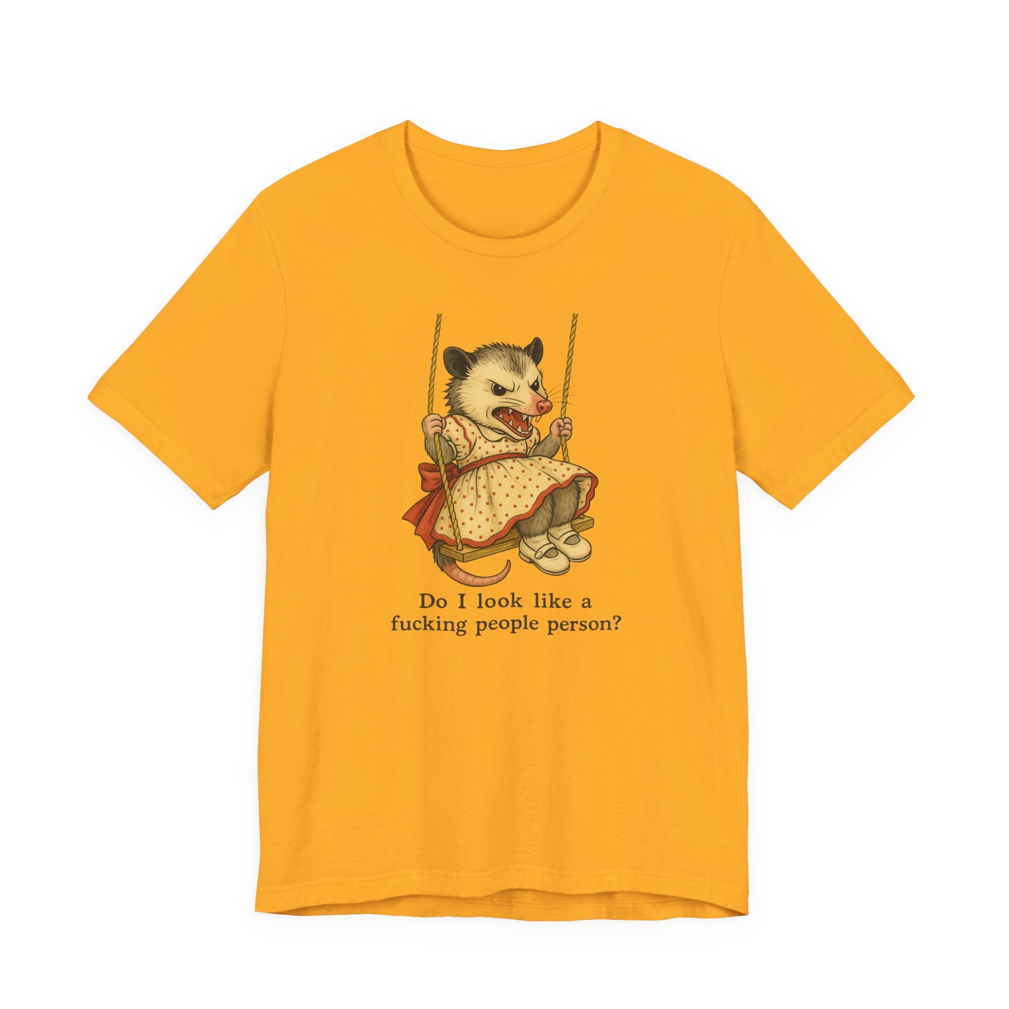Graphic Tee — Vintage style Possum on Swing with "Do I look like a fucking people person?"