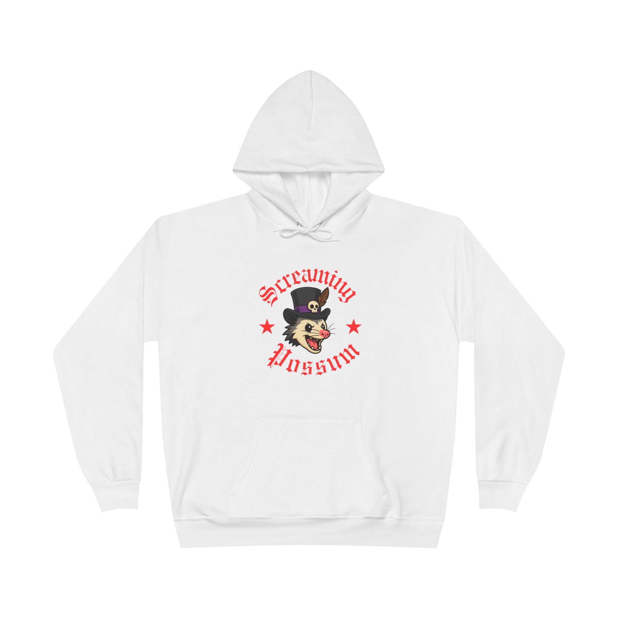 Screaming Possum Hoodie — Vintage Tattoo Possum Graphic Pullover